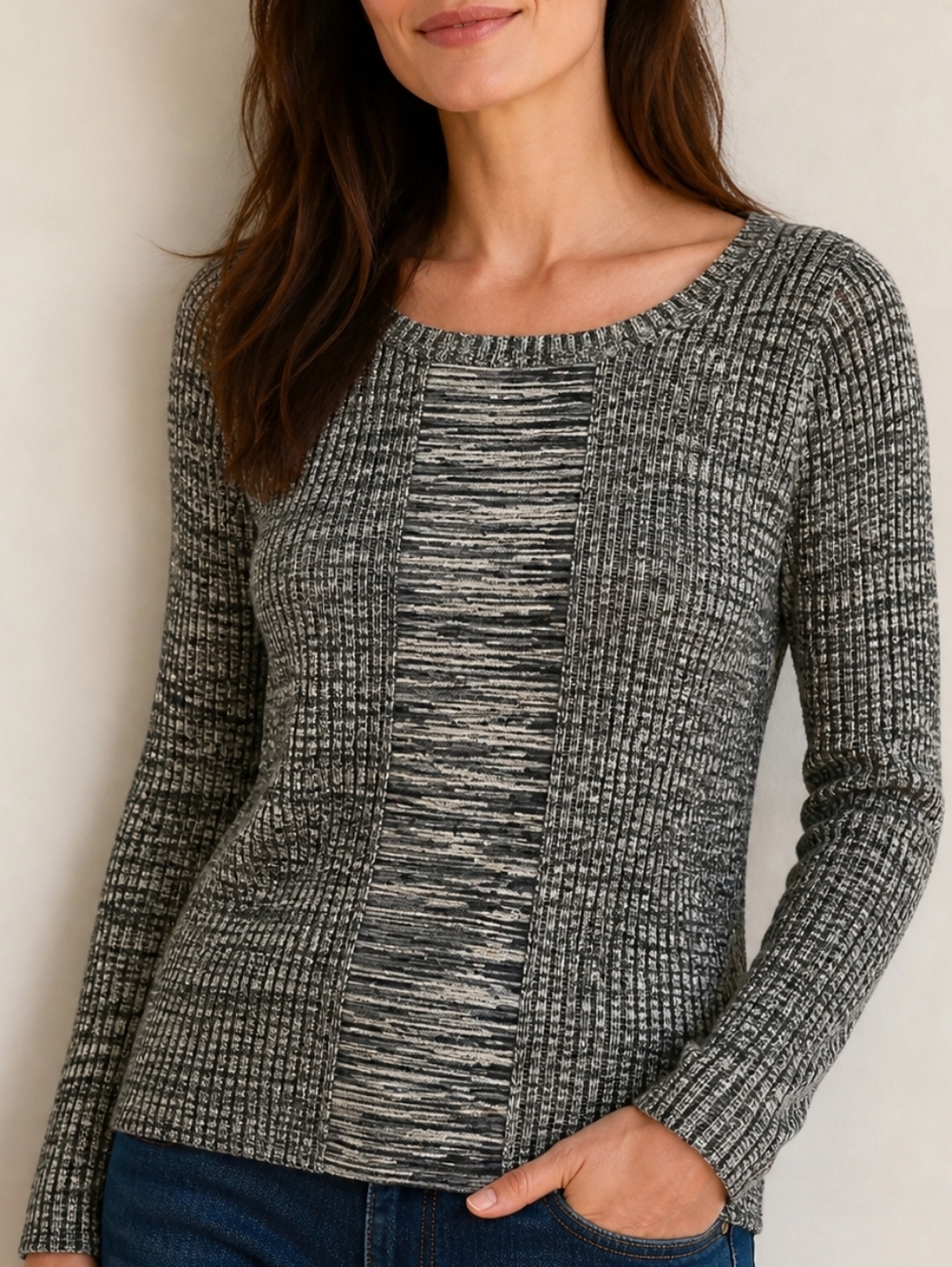Akris Punto Wool Blend Knit Long Sleeve Lightweight Sweater